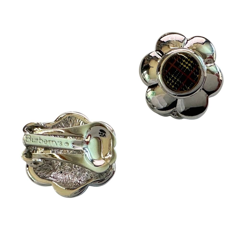 Burberry Nova Check Flower Clip-On Earrings - Vintage Burberrys - Picture 8 of 9
